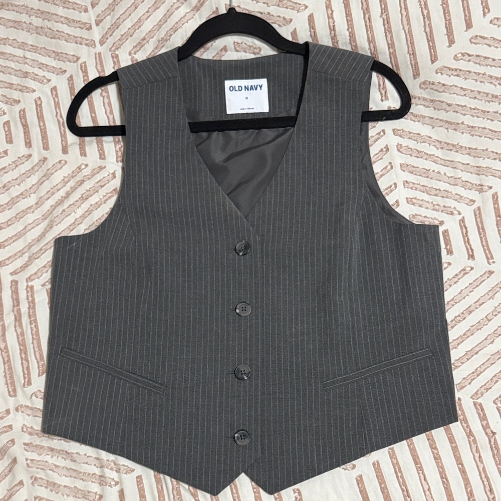 Old Navy Charcoal Pinstripe Vest